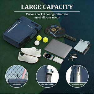 Sac de pickleball Smartwa28L, sac à dos de tennis imperméable en PU avec compartiment pour chaussures - Product Image 2