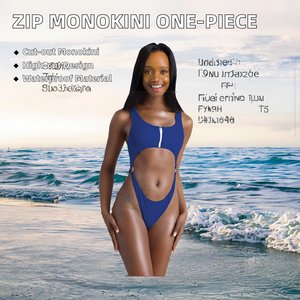 Traje de Baño Monokini Personalizado para Mujer con Cierre Frontal, Corte Alto, de Una Pieza, con Aberturas, Sexy, Deportivo, para Playa 2026 - Product Image 2