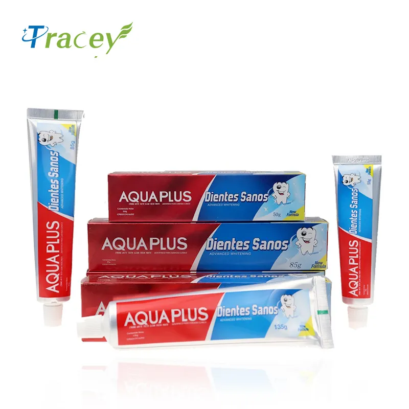 Tracey Aquaplus Oral menyegarkan pasta gigi pemutih 135g Label pribadi pasta gigi merek dengan GMPC ISO