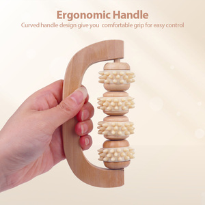Rodillos sinápticos de mano de madera estimulan los puntos de acupuntura a través del balanceo para promover la circulación - Product Image 4