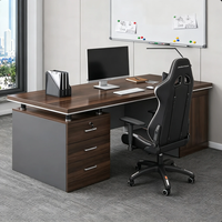 Bureau informatique minimaliste en bois avec tiroir de rangement, plateau épaissi et passe-câbles, idéal pour la maison moderne et les bureaux commerciaux