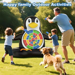 Jeu de fléchettes gonflable pour enfants en PVC avec fléchettes collantes sur le thème du pingouin - Product Image 6