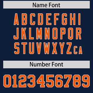 Maillot de football américain personnalisé bicolore marine et orange avec découpe sur l'épaule - Product Image 4