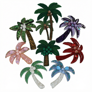 Sawfish Kristall 3D Flacher Runder Motiv-Strassbesatz Perlenbestickte Blumen Garnitur zum Aufnähen für Hüte, Taschen, Schuhe, Kleidung - Product Image 1