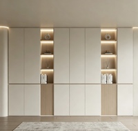 Étagère intégrée de style grille moderne, bibliothèque de salon blanche personnalisée