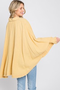 เสื้อเบลาส์ผ้าฝ้ายลินินสำหรับผู้หญิง,กระดุมล้างหน้าช่วงฤดูใบไม้ผลิผ้าโปร่งผ้าฝ้ายสองชั้น - Product Image 4