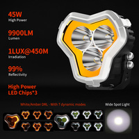 Luz Auxiliar Tri Spot de 90W y 9900LM con Modos de Persecución DRL Blanco Ámbar, Luces de 4 Pulgadas para Pilar A y Bisagra de Capó para Camiones 4x4 Todoterreno
