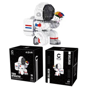 Bloques de construcción de astronautas espaciales, ensamblaje creativo con flores, rompecabezas con tema espacial, juguete educativo de ladrillos para niños y adultos - Product Image 1