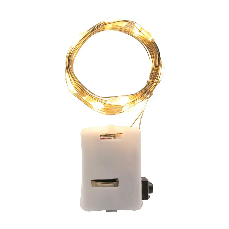 Tali lampu kawat tembaga kotak putih kecil dengan baterai bunga lampu dekorasi hadiah liburan Tiga peredupan