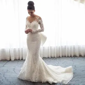 Yeni tasarım lüks düğün elbisesi çıkarılabilir tren zarif beyaz denizkızı düğün elbisesi 2022