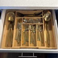 Organisateur de tiroir extensible et pliable pour couverts, maquillage, cuisine, épices, avec séparateurs et plateau réglable