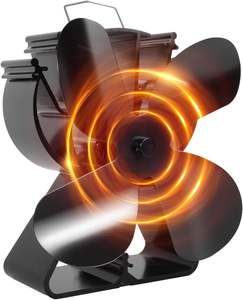 Poêle à 4 pales alimentées <span class=keywords><strong>par</strong></span> <span class=keywords><strong>la</strong></span> <span class=keywords><strong>chaleur</strong></span> Ventilateurs écologiques pour poêle à bois Cheminée à plus grand débit d'air - Product Image 1