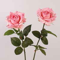 Roses Artificielles en Latex Blancs de Mariage en Gros, Roses de Soie à Tige Unique, Roses Artificielles Toucher Réel Hydratantes