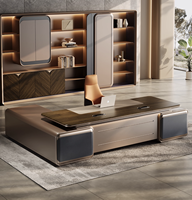 Ensemble de bureau de direction moderne et luxueux avec rangement, table modulaire en L haut de gamme avec tiroirs pour dossiers, solution complète pour le bureau