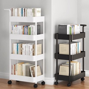 Multi Layer Storage <b>Rack</b> 5 Tier Movable With Wheels For Kitchen Bathroom Bookshelf <b>Utility</b> Cart Standing Type PP Material - Product Image 1