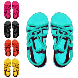 Nantex sandálias de cânhamo femininas, sapatos de verão com tela cruzada, casual, para moças, calçados de praia plus size 35-43