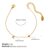 Bracelet Cœur CZ 26 Lettres en Gros, Plaqué Or 18K PVD, Acier Inoxydable, Ne Ternit Pas, Personnalisé pour Couples, Femmes et Hommes