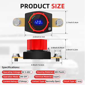 Interruptor de Batería para Auto de 12 Voltios, 250A, con Medidor de Voltaje LED, Resistente al Agua, con Conexión Lateral, para Automóviles y Autocaravanas, con Certificación RoHS y CE - Product Image 4