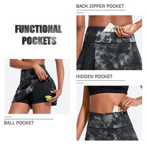Gonna da Tennis da donna active <span class=keywords><strong>cento</strong></span> skirt rughe gonna corta sportiva carina con tasche gonna da golf sportiva da allenamento - Product Image 6