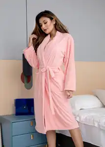 Jubah Mandi Hotel Kustom Piyama Flanel Baju Tidur Panjang Wanita Jubah Mandi untuk Wanita Pakaian Tidur Pakaian Rumah
