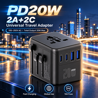 Adaptor Charger Cepat USB PD 20W Ukuran Ringkas Grosir Pabrik Kantravel, Adaptor Steker Perjalanan Universal Internasional