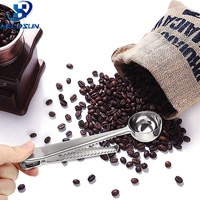 Cuillère à café en acier inoxydable écologique 1 cuillère à soupe cuillère à mesurer en métal avec clip de sac pour une utilisation en cuisine
