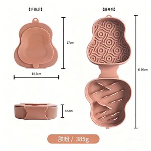 SITABI Gamelle de voyage pliable 2-en-1 pour chien, distributeur de nourriture lente portable en silicone avec motif labyrinthe, ventouses pour sol/mur, anti-étouffement - Product Image 4