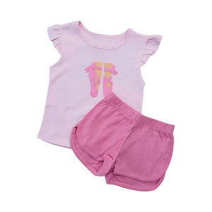 GSSO3632 Conjunto Infantil Personalizado para Niña Activa con Estampado de Flores Coloridas, Manga Corta, Venta al Por Mayor - Product Image 5