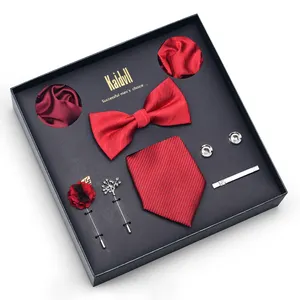 Box Suit Necktie Accessories Solid Colors Paisley Floral Plaid 100% Silk Men Tie Set