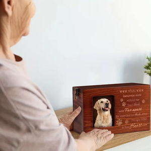 Black Flannel Lining Wooden <strong>Pet</strong> Cremation Urn Photo Frame Cat Dog Memory Box Sympathy <strong>Remembrance</strong> <strong>Gift</strong> <strong>for</strong> Loss Ashes Memorial - Product Image 5