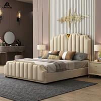 Lits King et Queen Size en cuir confortables au design moderne et de luxe Meubles en bois avec double rembourrage Lit en cuir pour chambre à coucher pour la maison