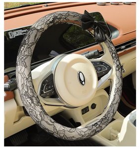 Housse de <span class=keywords><strong>volant</strong></span> élégante en dentelle avec nœud papillon, antidérapante, respirante, protection intérieure automobile, toucher doux - Product Image 1