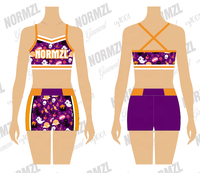 Ensemble de cheerleading sur le thème d'Halloween : Ensemble de réchauffement, Pompons, Sac à nœuds, Chaussons, Soutien-gorge de danse, Short, Survêtement pour l'entraînement et la pratique à l'école de danse