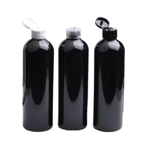 MUESTRA GRATUITA, Botellas de Plástico Negras Vacías de 300ml, 400ml, 500ml con Tapa Abatible, Envases para Cosméticos con Tapas, para Champú - Product Image 2