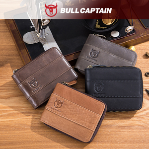 For Vintage Genuine Cowhide Leather <b>Wallet</b> Casual Change Driver's License Multi-Function Card <b>RFID</b> <b>Blocking</b> Zipper Short - Product Image 6