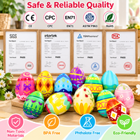 Jouets Squishy Œufs de Pâques en Gros, Jouets Sensoriels Colorés à Presser Anti-Stress, Cadeaux de Panier de Pâques pour Enfants