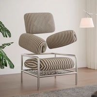 Fauteuil d'appoint rayé de style Bauhaus pour salon, chambre, appartement, villa, hôtel, chaise longue de lecture et de détente pour la maison