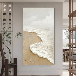 Pintura al óleo pintada a mano, escena de playa con olas del mar, 120x60cm, arte de pared minimalista moderno para sala de estar, decoración de fondo para sofá - Product Image 1