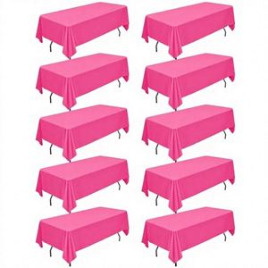 10 Packs Hot Pink Polyester Modern Wrinkle Resistant Washable Tablecloth 60x126 Inch for Banquet Wedding Party - Product Image 3