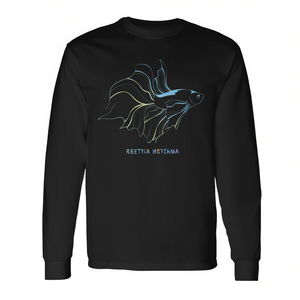 T-shirt à manches longues pour les amateurs de poissons Betta, design de poisson de combat siamois, thème d'aquarium - Product Image 2