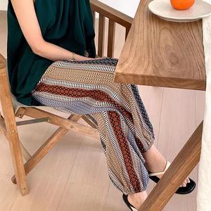 Pijama de estilo para mujer, verano, transpirable, fibra de viscosa, cintura elástica, conjunto de Pijama ligero con puños sueltos para el hogar, ropa informal - Product Image 1