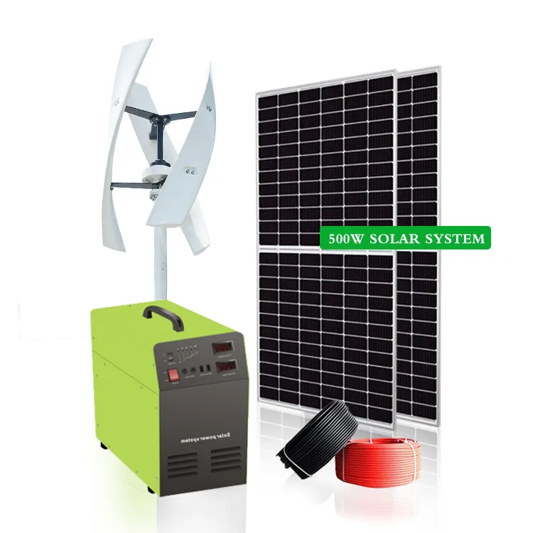 Hot sell 500w600w 1kw 12v 24v 48v vertical axies wind turbine generator home off grid wind solar hybrid system
