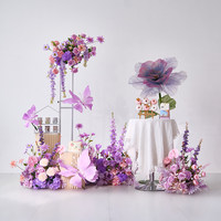 Kunstbloemen Handgemaakte kunststof bloemstukken Licht-luxe High-end paarse bruidsboeketten Premium esthetiek Perfect