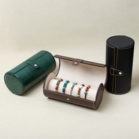 Portable Cylindre Perlé Poussière Ronde Bijoux PU Boîte Portable Bracelets Organisateur pour Étui De Voyage et Affichage De Cadeaux