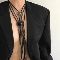 Cravates dorées pour hommes, accessoire vestimentaire de cowboy américain, cravate réglable, tête de taureau, cravate bolo de cowboy western, pendentif collier