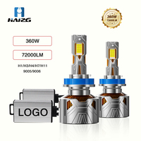 Ampoule de phare LED pour voiture HAIZG C15, 360W, 72000LM, super lumineuse, H4, H7, H3, 9005, 9006, système d'éclairage automobile, 6 tubes en cuivre, phare de voiture