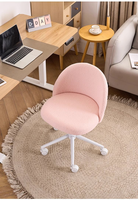 Chaise de bureau pivotante en velours beige moderne, chaise de travail confortable à roulettes, base blanche, rembourrage en peluche douce, chaise ergonomique Ganzhou