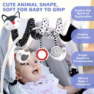 Noir blanc <span class=keywords><strong>poussette</strong></span> bébé <span class=keywords><strong>spirale</strong></span> en peluche activité <span class=keywords><strong>jouet</strong></span> siège de voiture jouets nouveau-né sensoriel suspendu hochet jouets pour berceau Mobile - Product Image 5