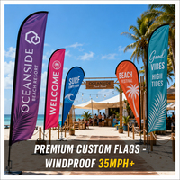 Drapeau à plumes personnalisé robuste en tissu Oxford 600D résistant aux UV, durée de vie de 2 ans, bannière de plage USA Canada