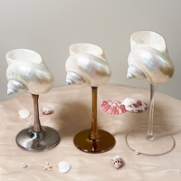 Copas de cristal creativas hechas a mano de concha Natural, copa de cóctel de Martini de acero inoxidable plateado para regalos de dama de honor